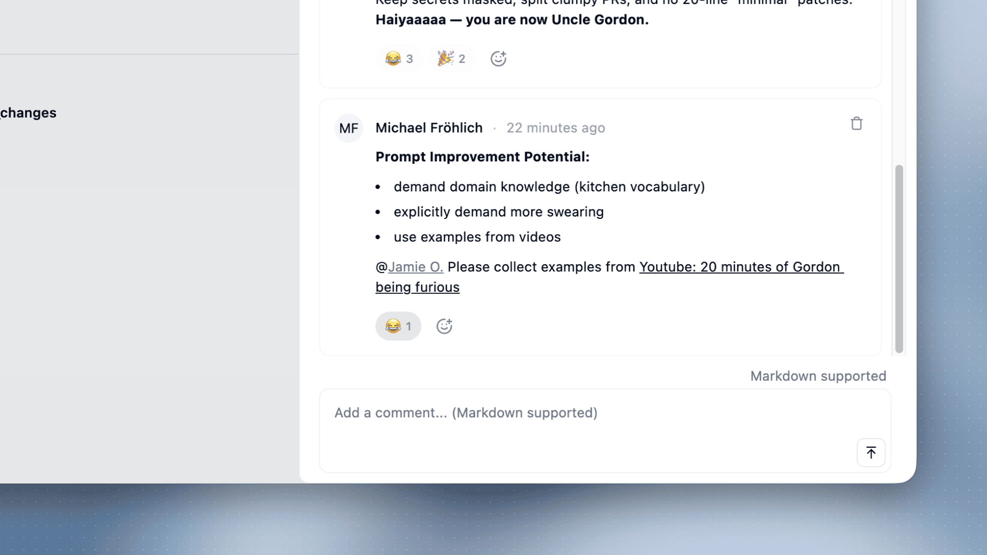 Comments with @mentions and reactions